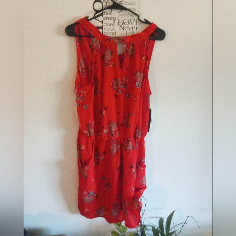 As u wish bright red romper halter style top with v cut back that ties